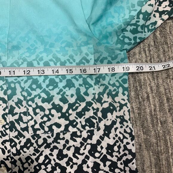 Calvin Klein Womens Size Small Button Front Top Blue Black Ombre Long Sleeve - Picture 4 of 7